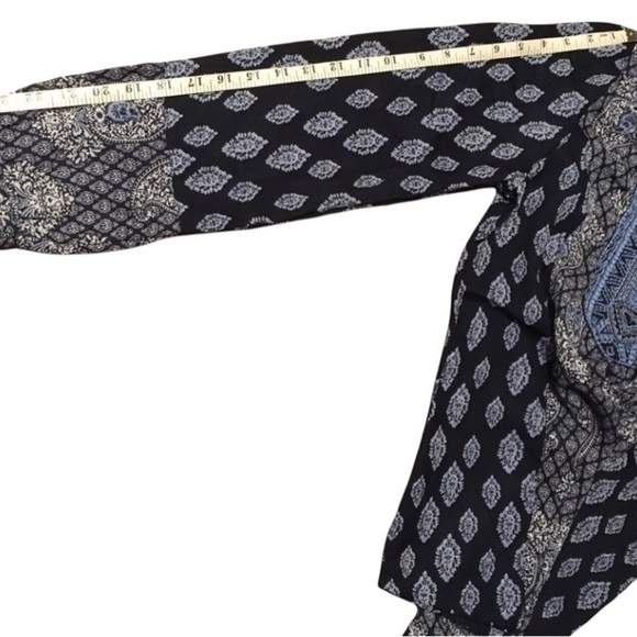 Blue Beaded Embroidered Paisley/Damask Boho V-Neck 3/4 Sleeve Tunic - Sz S - Picture 14 of 14